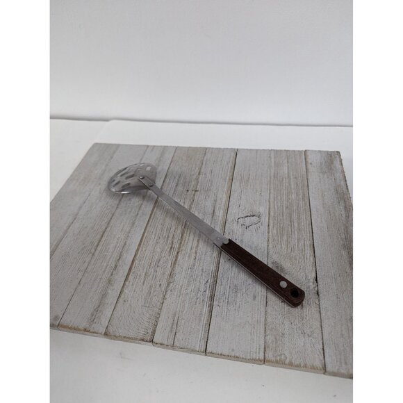 Vintage Pyramid Stainless Steel 12 1/2" Slotted Serving Spoon Red Brown Handle - Picture 4 of 8